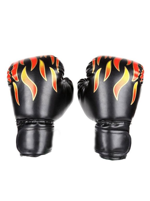 Children Boxing Gloves Kids Unisex PU Fire Flame Printed Fight Match Hand Protector Fitness