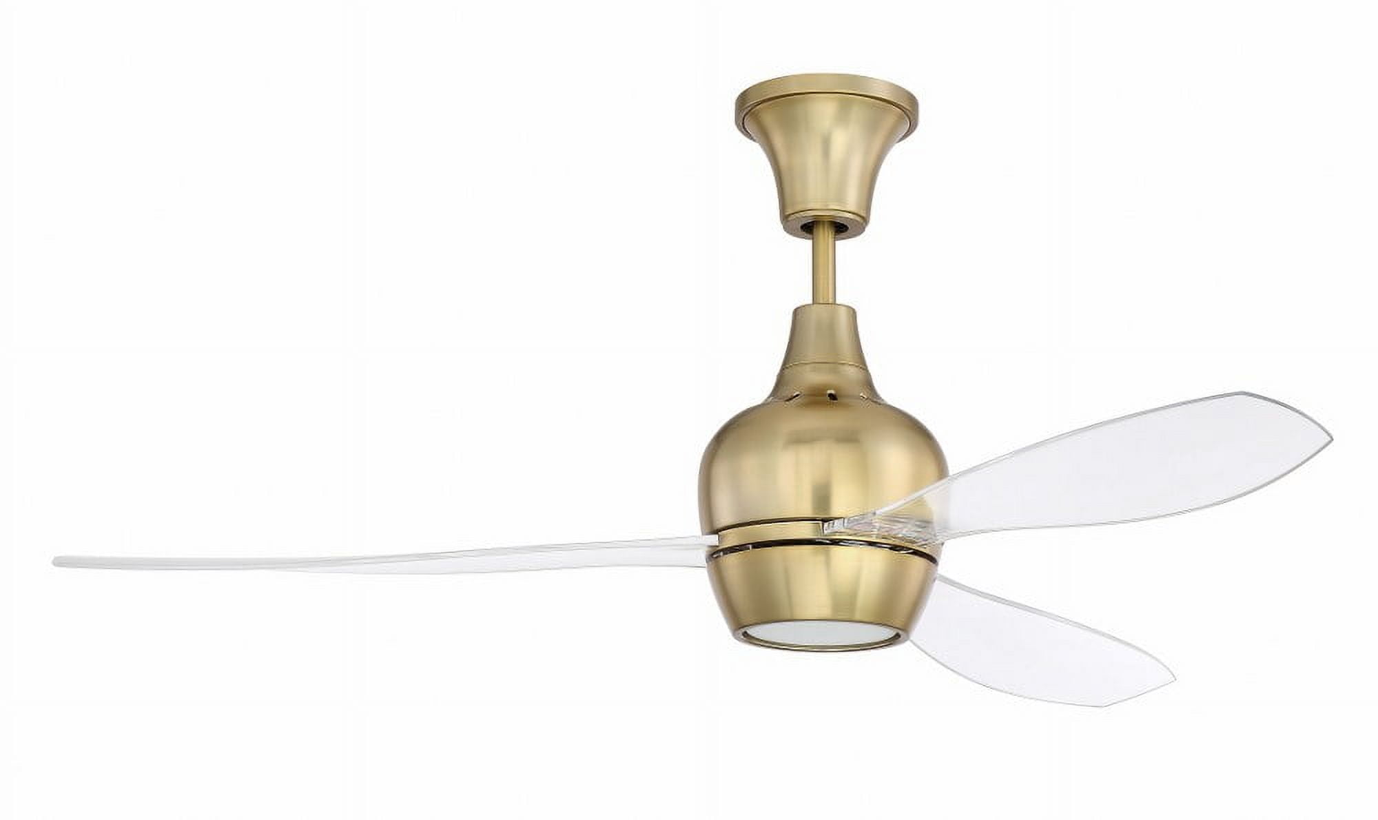 Satin Brass 52" Ceiling Fan with Clear Acrylic Blades and LED Light