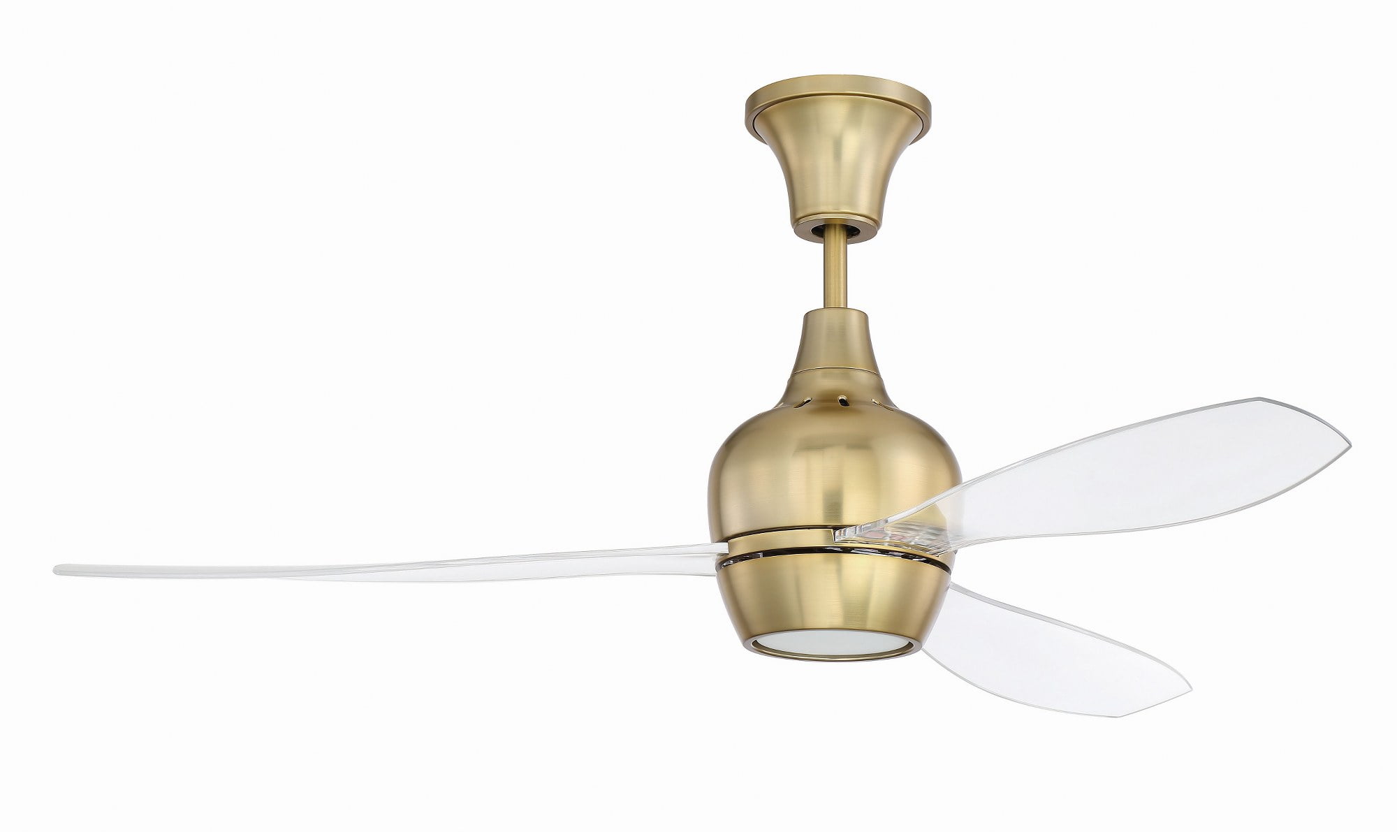 Satin Brass 52" Ceiling Fan with Clear Acrylic Blades and LED Light