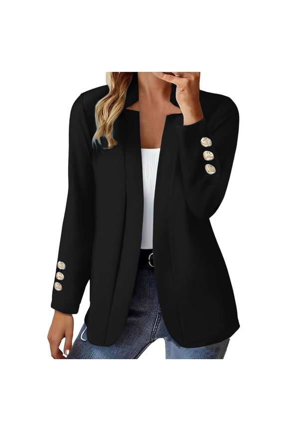 Blazers for Women Business Casual Open Front Office Work Lightweight Suit Jackets Summer Fall Cardigan Black XL