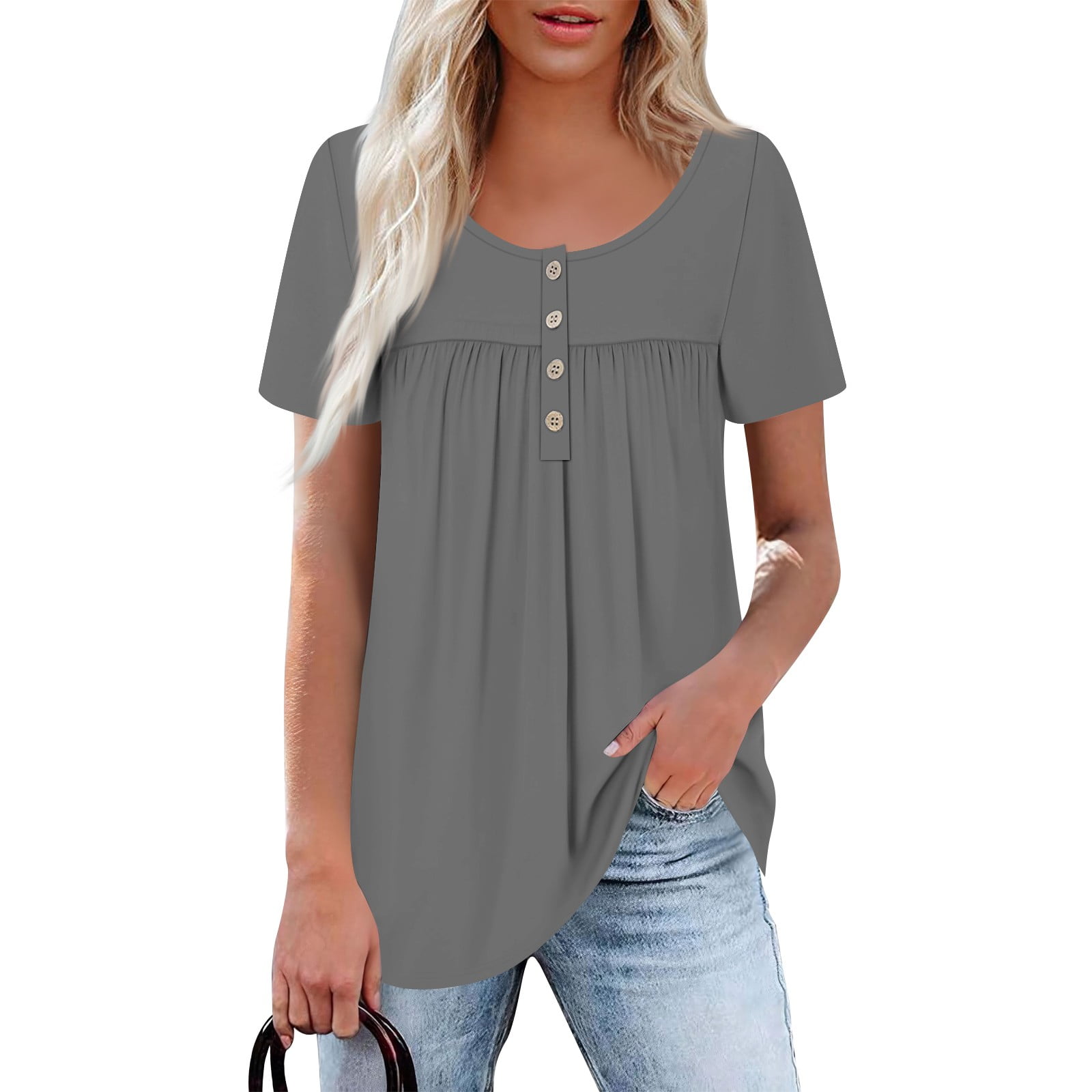 Women's Oversized Short Sleeve T-Shirt - Loose Fit Casual Top, Batwing Sleeve, Spring/Summer 2025 Fashion