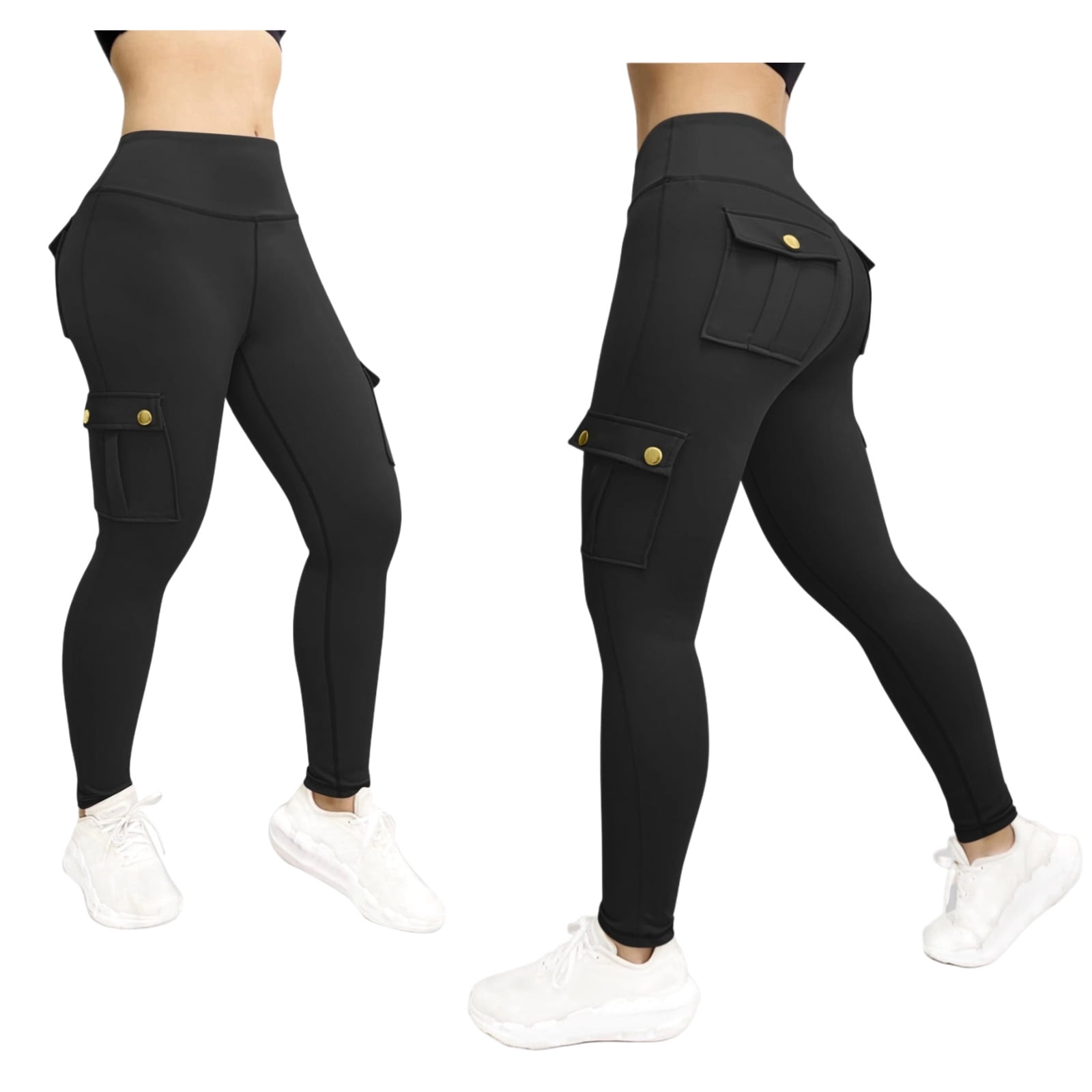 Women's Hiking Leggings With 4 Zipper Pockets - Water Resistant, High Waisted, Cargo Style For Running, Yoga, Workout