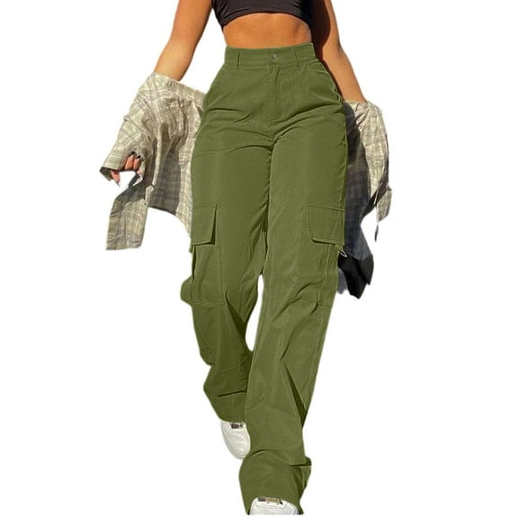 BRDFRL Cargo Pants Tactical Hiking Pants for Women Stretchy Waist Green XL