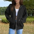 thumbnail image 1 of BRDFRL Fall Full Zip Up Hoodie Women Sweatshirts Black Long Sleeve Hooded Sweatshirt Pockets Jacket Coat for Women Teen Girls 2025 Fashion Casual Black S, 1 of 8