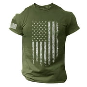 BRDFRL Flag Shirts for Men Casual Flag Graphic Patriotic Tshirts 4Th of July Shirts for Men Army Green 4XL