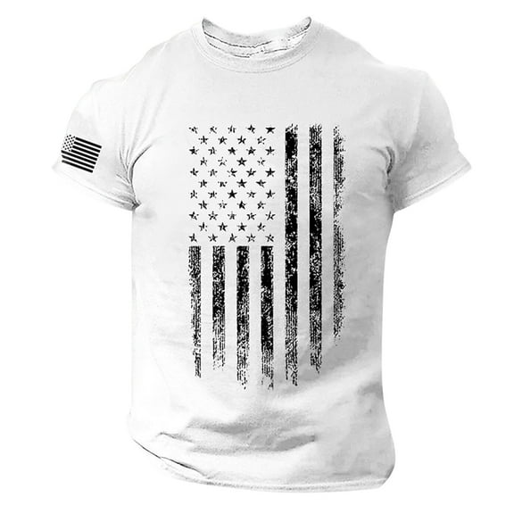 BRDFRL Flag Shirts for Men Casual Flag Graphic Patriotic Tshirts 4Th of July Shirts for Men White 4XL