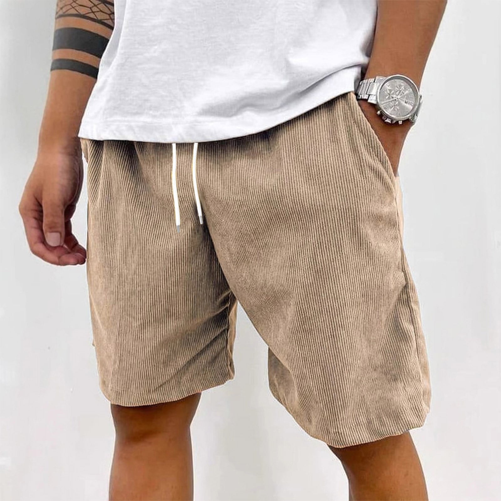 BRDFRL Gym Shorts Men Corduroy Drawstring 7 inchinseam Summer Beach ...