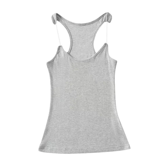 BRDFRL Invisible Strap Tank Tops Y2k Aesthetic Sexy Tank Tops for Women Thin Strap Tank Tops Light Gray S