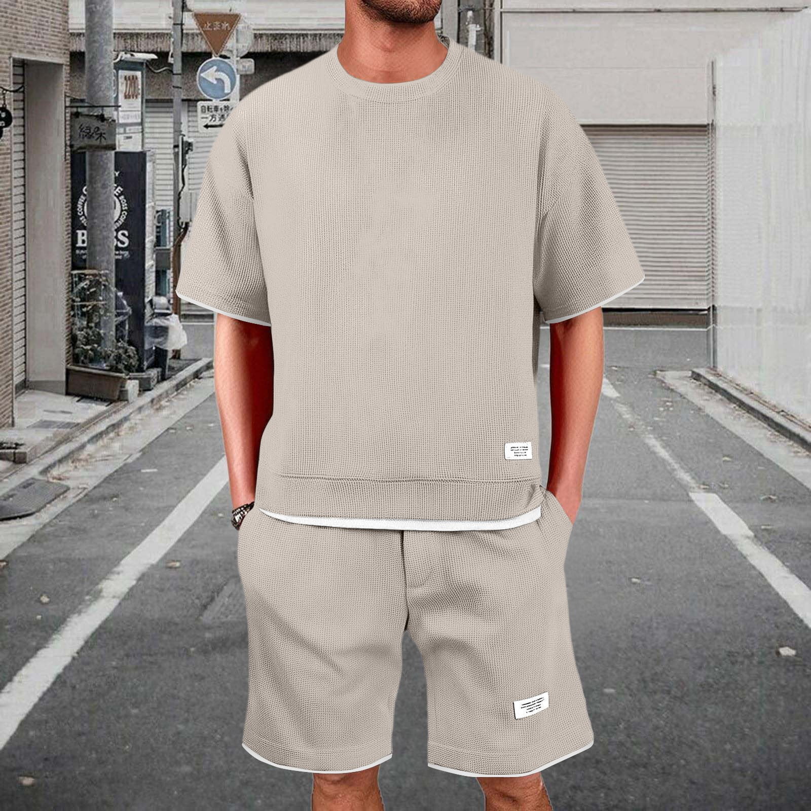 ⏳Time-Limited Special⏰Men’s Casual Waffle Shirt Pants 2-Piece Set