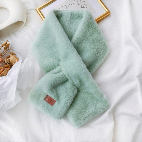 BRDFRL Plush Scarf for Women Winter Furry Faux Fur Loophole Short Scarf Soft Cozy Neck Warmer Wrap