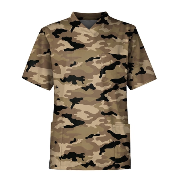BRDFRL Printed Scrub Tops for Men Plus Size V-Neck Short Sleeve Workwear with 3 Pocket Green 4XL