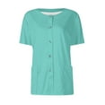 thumbnail image 1 of BRDFRL Scrubs Short Sleeve Workwear With Two Pockets Snap Front Printed Crew Neck Top Mint Green S, 1 of 4