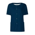 thumbnail image 1 of BRDFRL Scrubs Short Sleeve Workwear With Two Pockets Snap Front Printed Crew Neck Top Navy XL, 1 of 4