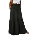 thumbnail image 1 of BRDFRL Skirts for Women Summer Boho Casual Maxi Flowy Elastic High Waist A-Line Tiered Swing Floral Long Skirts with Pockets Black XXL, 1 of 6
