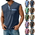 thumbnail image 1 of BRDFRL Sleeveless Shirts for Men Vintage Button Down Henley Muscle Fit Gym Workout Tops Blue 2XL, 1 of 5