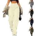 thumbnail image 1 of BRDFRL Straight Wide Leg Y2K Cargo Pants Loose Pocket Jogger Black 2XL, 1 of 6