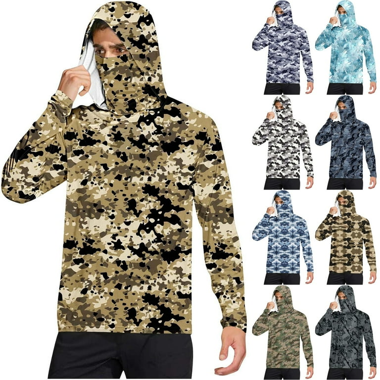 BRDFRL Sun Protection Hoodie UPF 50+ Men's Camo Long Sleeve