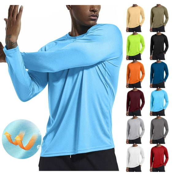 BRDFRL Swim Shirts for Men Long Sleeve UPF 50 Long Sleeve Men UV Protection Sun SPF Shirts Moisture Wicking Workout Gym T-Shirts Rash Guard Navy M