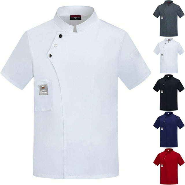 BRDFRL Unisex Chef Coat Kitchen Short/Long Sleeve Chef Jacket for Men and Women Black XL