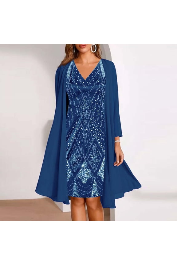 Women 1920s Gatsby Cocktail Sequin Art Deco Flapper Dress Dark Blue 3XL