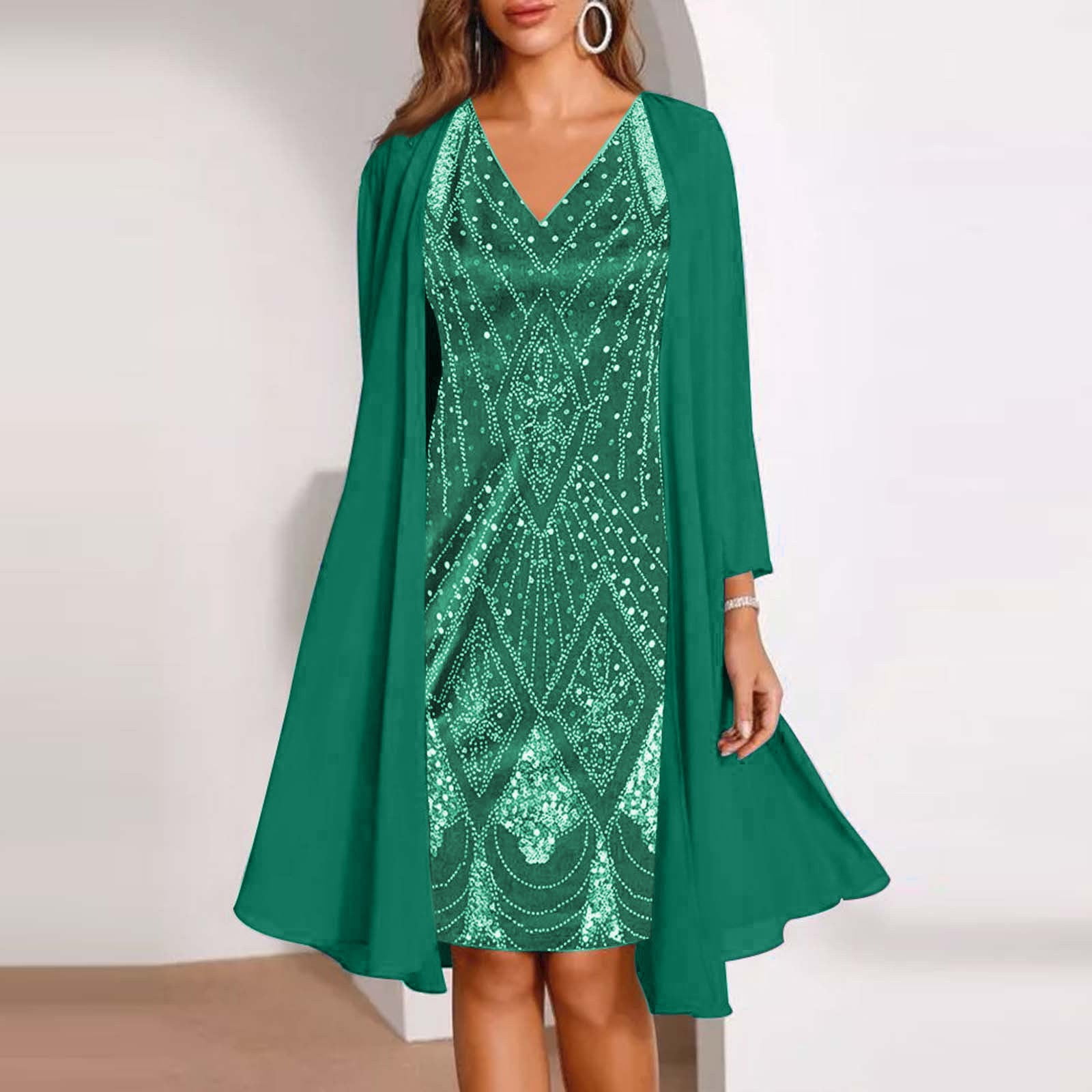 slim fit dress slacks Emerald Deco Printed Satin Midi Dress
