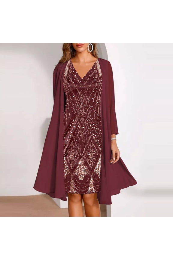 Women 1920s Gatsby Cocktail Sequin Art Deco Flapper Dress Wine 2XL