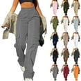 thumbnail image 1 of BRDFRL Women Cargo Pants High Waisted Casual Pants Baggy Stretchy Y2K Teen Girls Light Gray XL, 1 of 7