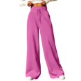 thumbnail image 1 of BRDFRL Women Wide Leg Sweatpants Summer Baggy Straight Leg Sweatpants with Pockets Plus Size Drawstring Flare Sweatpants Pink 2XL, 1 of 1