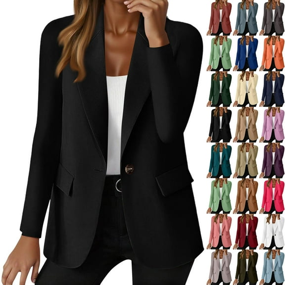 BRDFRL Women's Casual Blazers Open Front Long Sleeve Work Blazer Button Lightweight Cardigan Suit Jacket Khaki 2XL