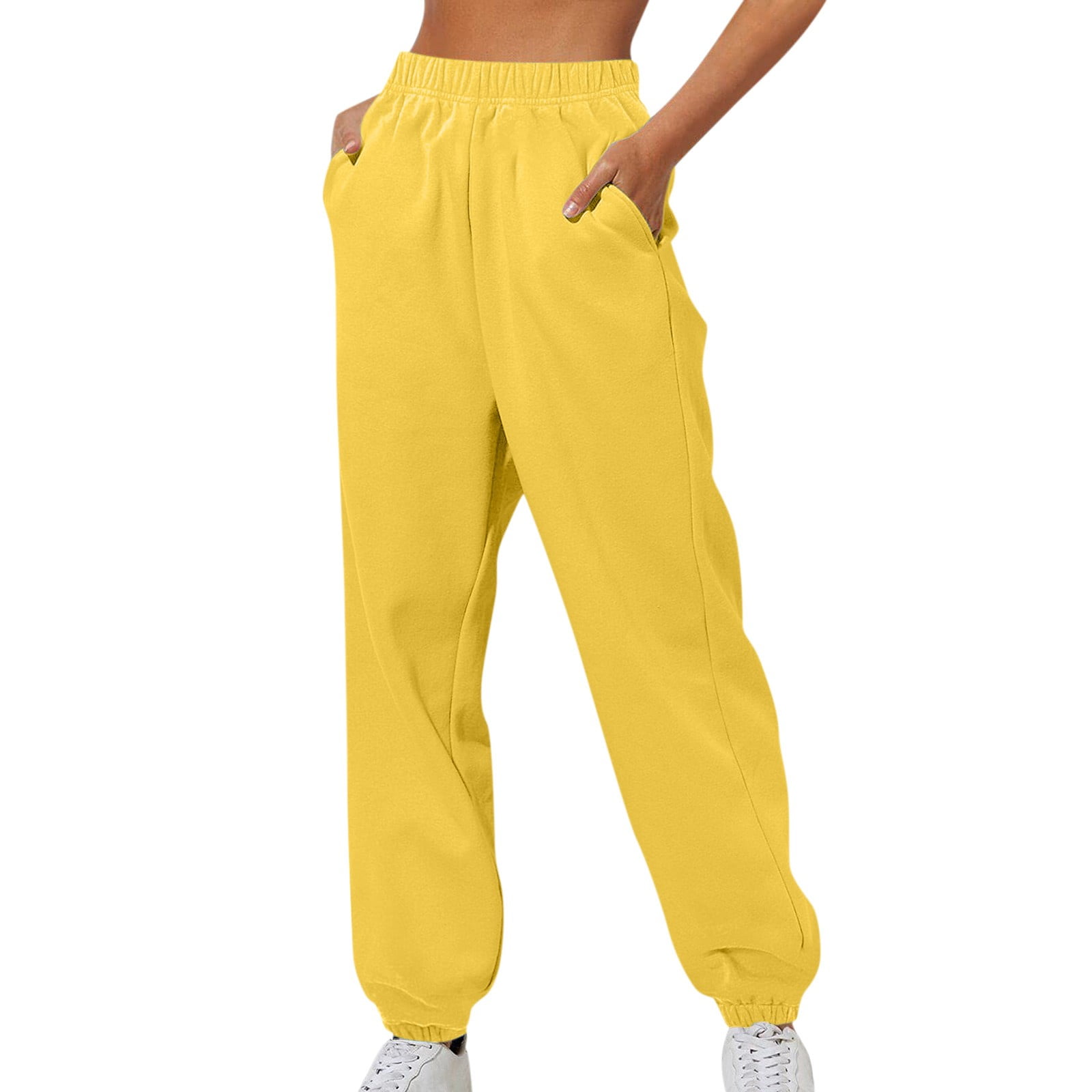 BRDFRL Women's Cinch Bottom Sweatpants High Waisted Jogger Casual Solid