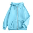 thumbnail image 1 of BRDFRL Womens Jacket Zip Up Y2K Hoodies Casual Long Sleeve Track Hoodie Jackets with Pockets​ Sky Blue 3XL, 1 of 8