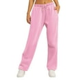thumbnail image 1 of BRDFRL Women's Fleece Lined Oversized Sweatpants Baggy Open Bottom Lounge Pants Drawstring Casual Athletic Trousers Pink S, 1 of 7