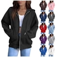 thumbnail image 1 of BRDFRL Women's Full Zip Up Hoodie Long Sleeve Hooded Hoodie Sweatshirts Pockets Jacket Coat​ Sky Blue 3XL, 1 of 8