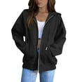 thumbnail image 1 of BRDFRL Women's Hoodie Hooded Full Zip Sweatshirt Black XL, 1 of 7
