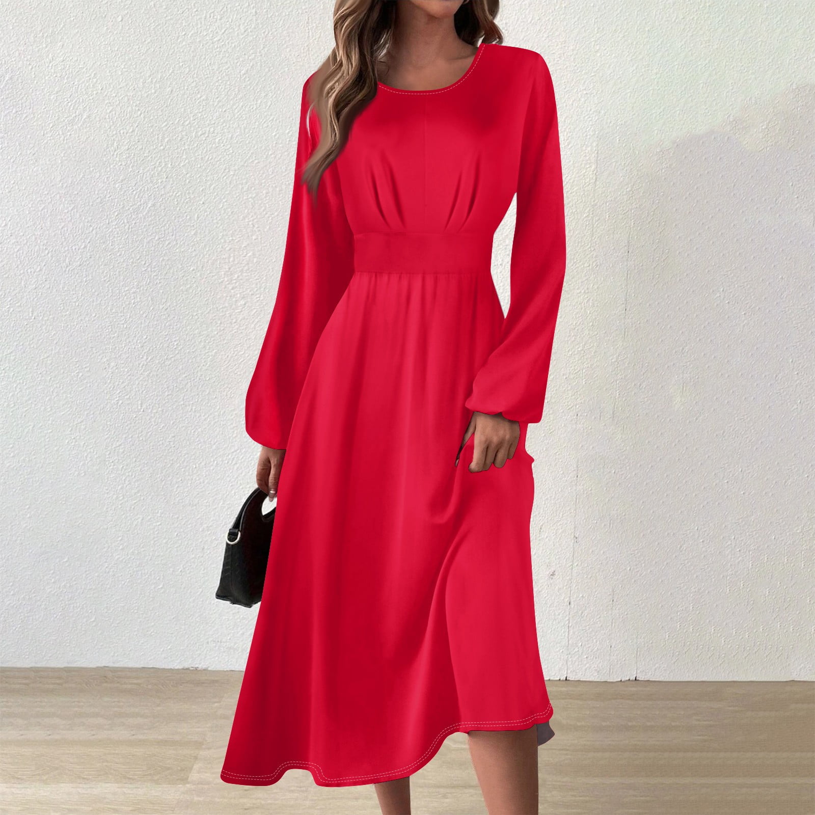 BRDFRL Women's Long Sleeve Dress Autumn and Winter Casual Fashion Crew