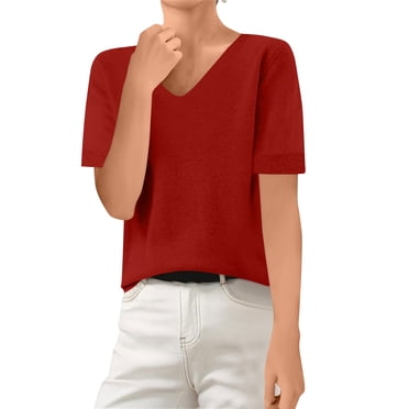 MIROMIHO Shirts For Women Double Lined Crop Tops For Women Short...