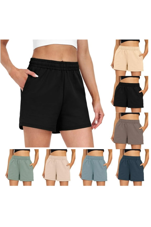 Womens 5" Sports Shorts Loose Comfy Yoga Sweat Cotton Shorts Athletic Fit High Waist Pockets Running Lounge Short Pant Navy XL