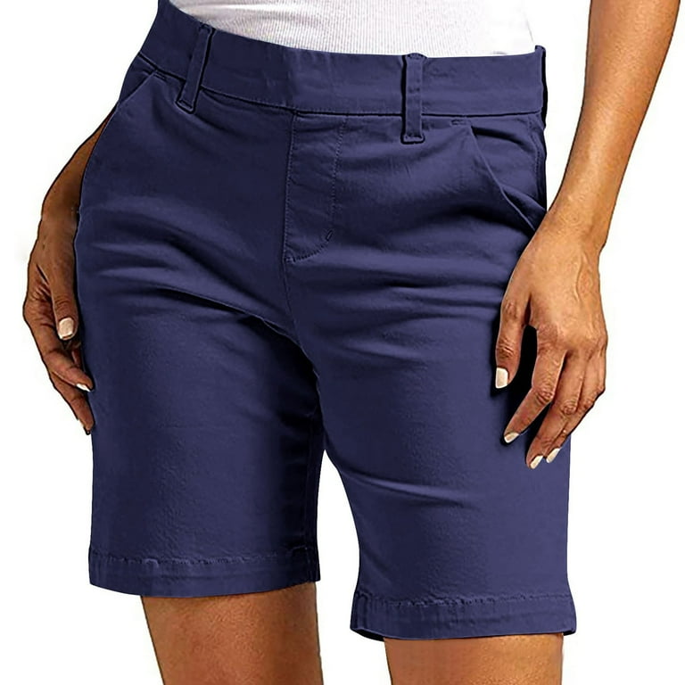BRDFRL Womens Bermuda Shorts Plus Size High Waisted Knee Length