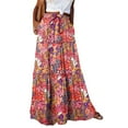thumbnail image 1 of BRDFRL Womens Casual Maxi Skirts for Women 2025 High Waist Boho Skirts Floral Printed Long Flowy Skirt with Pockets Pink XL, 1 of 5