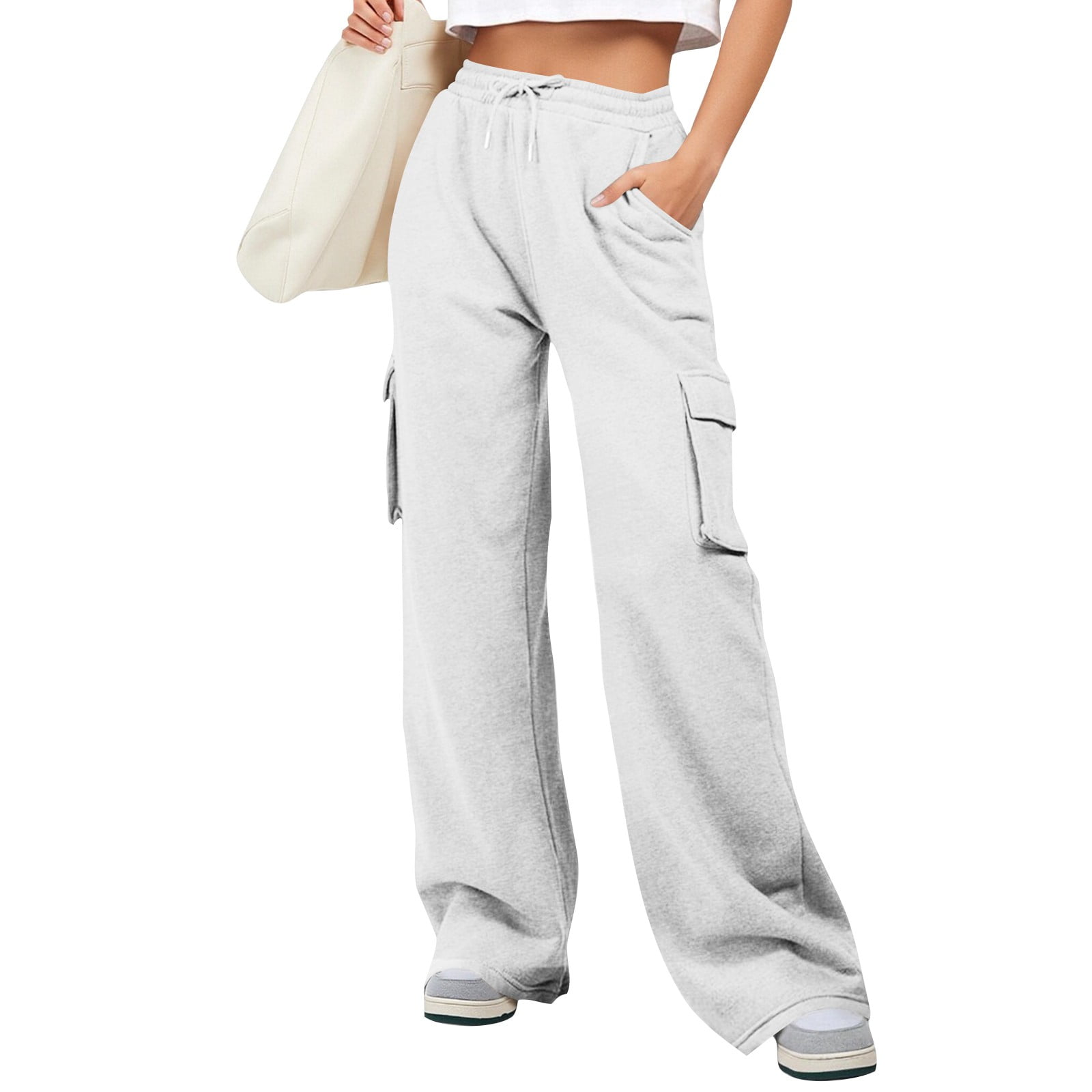 Women's Trackpants Wide Leg Cargo Striped Baggy | High Waist