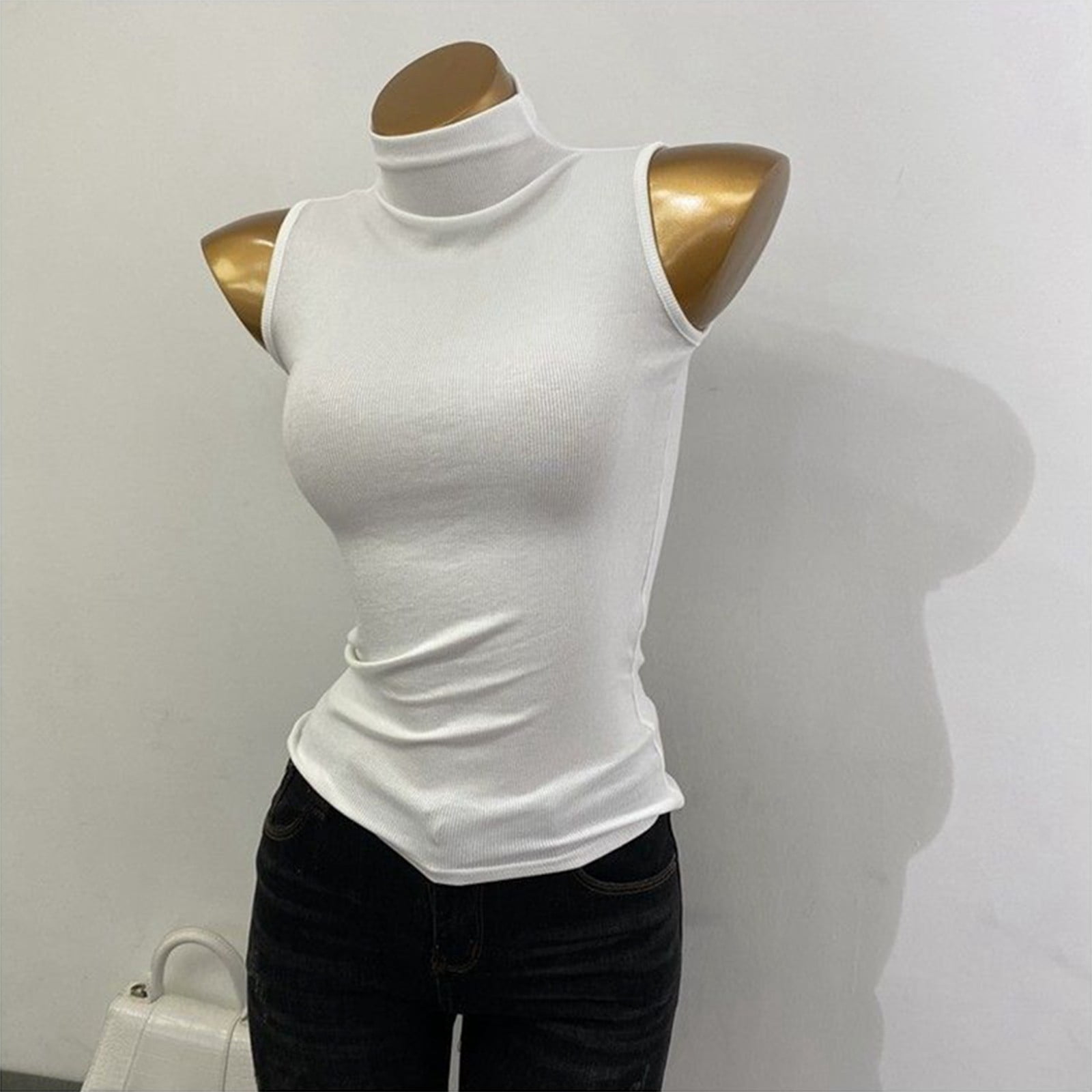 BRDFRL Womens Mock Turtleneck Tank Tops 2025 Slim Fitted Sleeveless Top ...