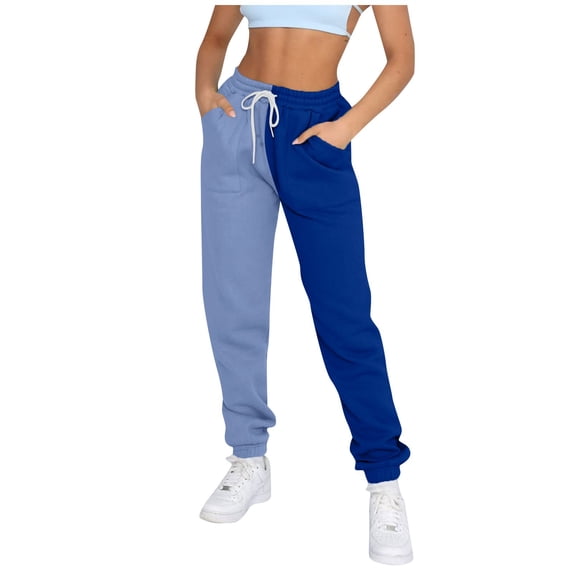 BRDFRL Womens Sweatpants with Pockets Cotton Solid Color Drawstring Women's Pants with Pockets Sweat Pants Trousers Blue M