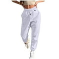 thumbnail image 1 of BRDFRL Womens Sweatpants with Pockets Cotton Solid Color Drawstring Women's Pants with Pockets Sweat Pants Trousers White 2XL, 1 of 7