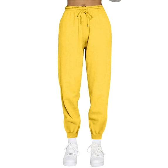 BRDFRL Women's Sexy Lounge Stretch Casual Jogger Drawstring Sweatpants with Pockets Yellow 4XL
