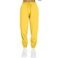 thumbnail image 1 of BRDFRL Womens Sweatpants with Pockets Cotton Solid Color Drawstring Women's Pants with Pockets Sweat Pants Trousers Yellow XL, 1 of 7