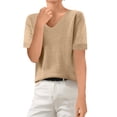 thumbnail image 2 of Womens Crewneck Short Sleeve Sweater Spring Casual Tshirts Ribbed... 2 of 14