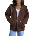 thumbnail image 1 of BRDFRL Women's Hoodie Hooded Full Zip Sweatshirt Brown 2XL, 1 of 7