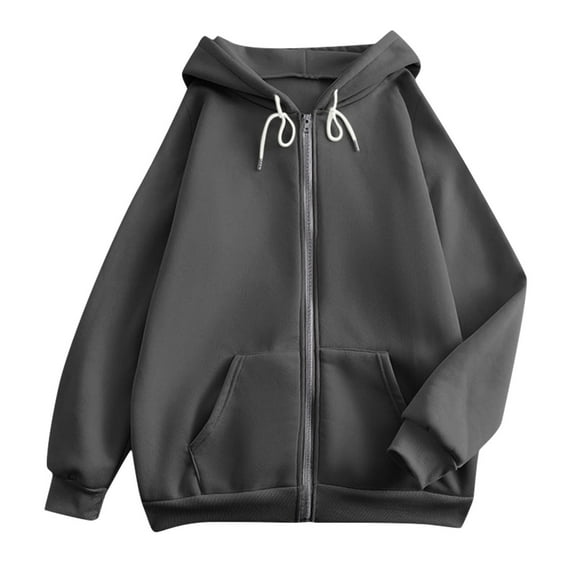 BRDFRL Womens Zip Up Hoodies Oversized Hoodie Sweatshirts for Fall Fashion Casual Hoodie Jackets 2025 Lightweight and Trendy​ Dark Gray M