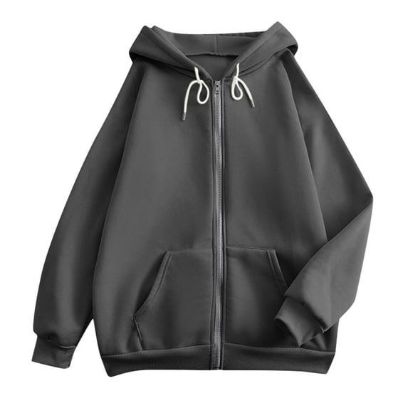 BRDFRL Womens Zip Up Hoodies Oversized Hoodie Sweatshirts for Fall Fashion Casual Hoodie Jackets 2025 Lightweight and Trendy Dark Gray S
