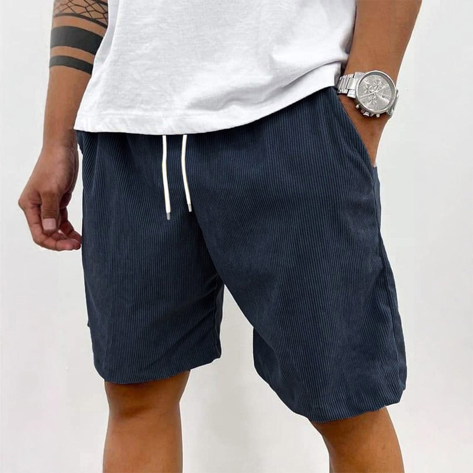 BRDFRL Workout Shorts Men Casual Corduroy Drawstring 7 inchinseam ...